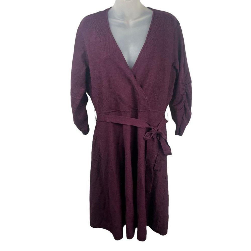 Eliza J Faux Wrap Purple‎ A-Line Removable Belt Jersey Dress Women's Size XL
